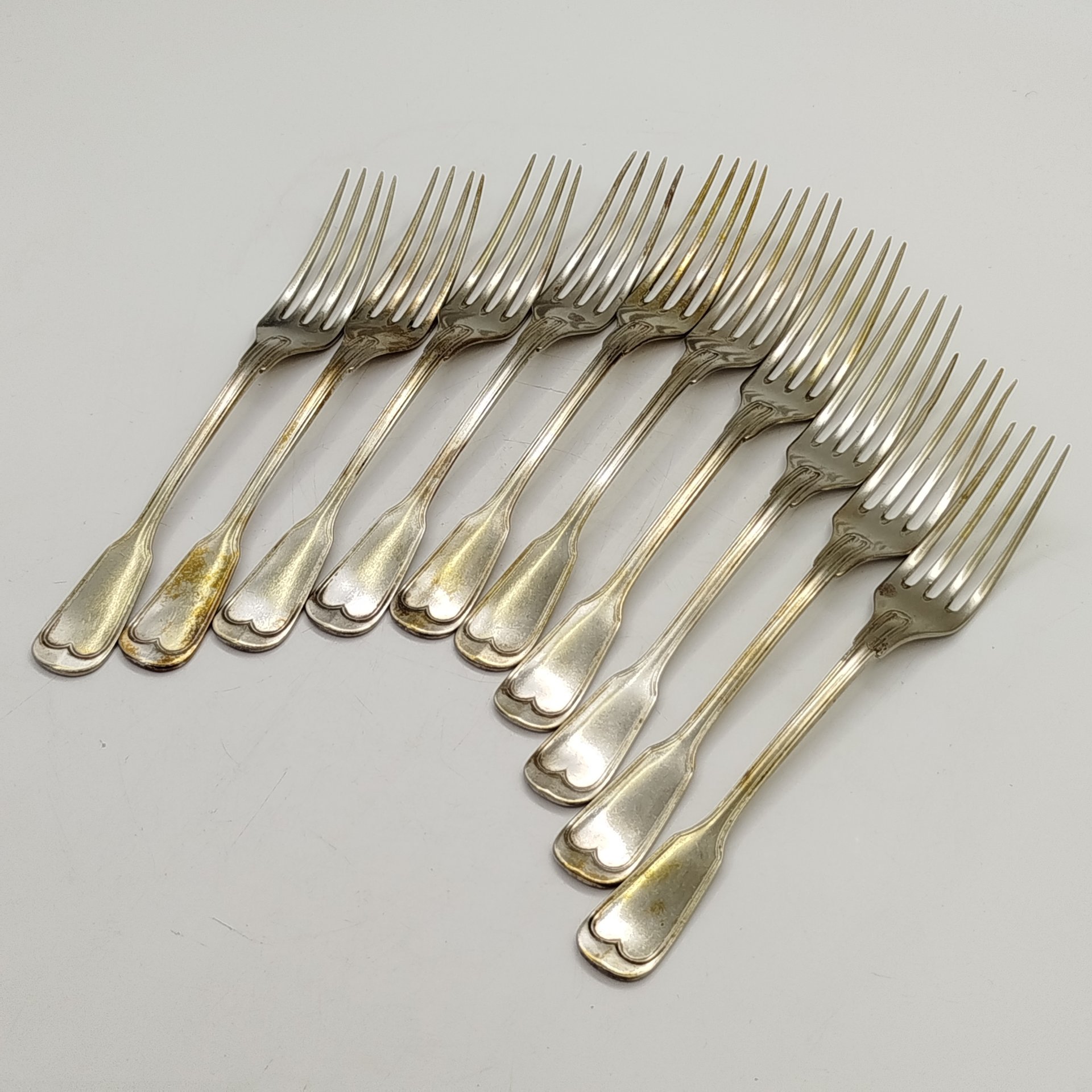 Набор из 10-ти десертных вилок, альпака, Европа, 1910-1940 гг.