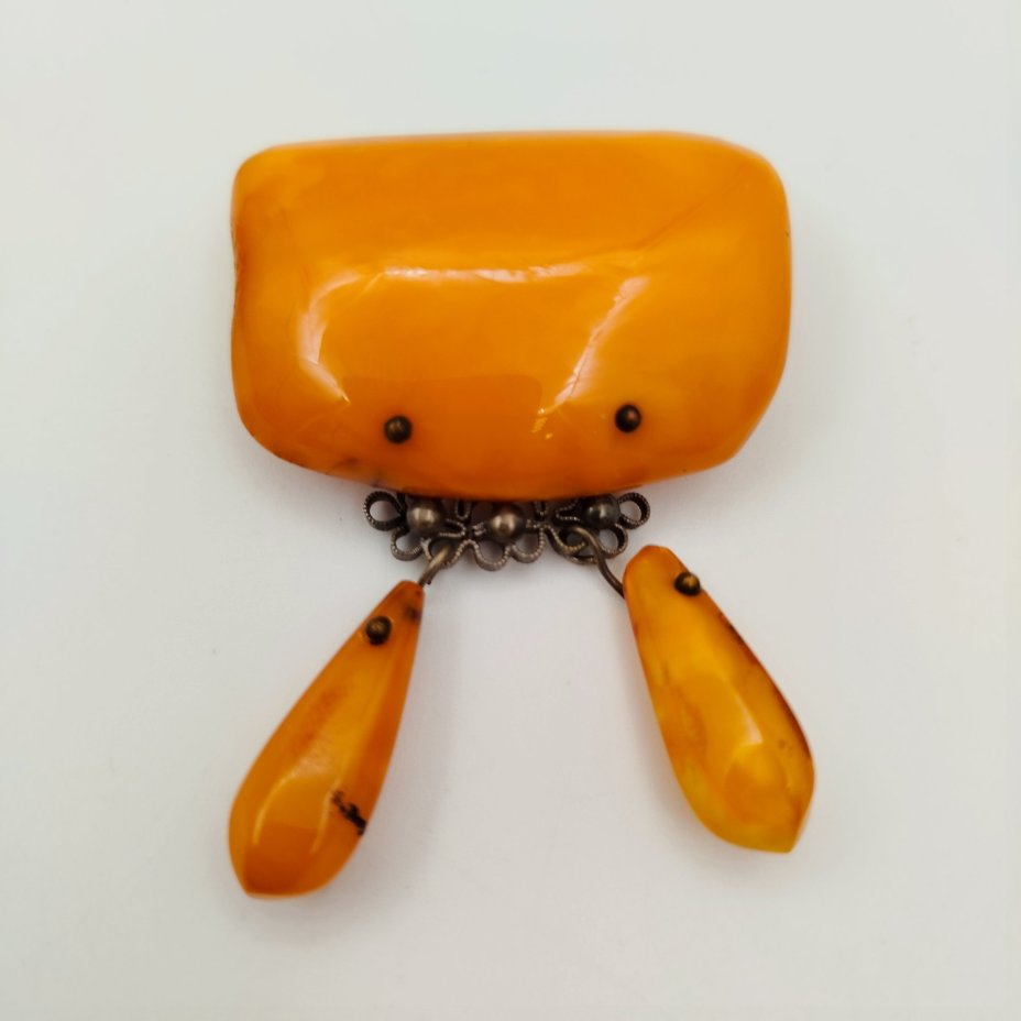 Брошь винтажная цвета яичного желтка с двумя подвижными элементами