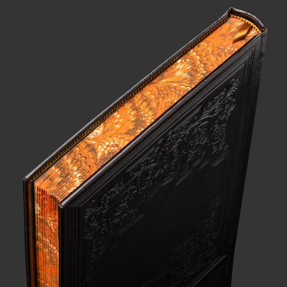 Книга в кожаном переплете "История русского театра", бумага, кожаный переплет, тиснение, золочение, обрез с принтом, в бархатной подарочной упаковке