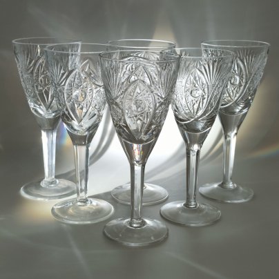 Набор из 6-ти бокалов с резным геометрическим декором (в подборе)