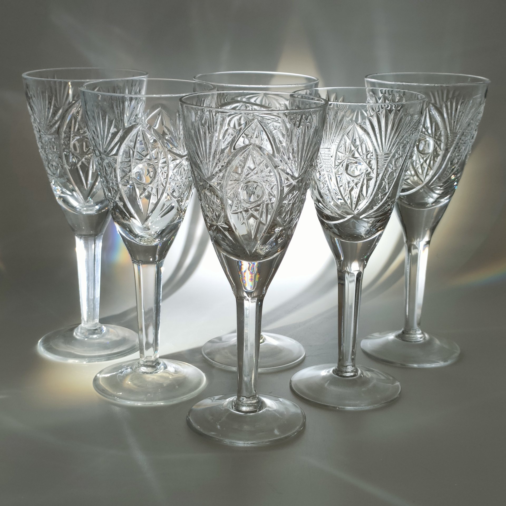 Набор из 6-ти бокалов с резным геометрическим декором (в подборе)