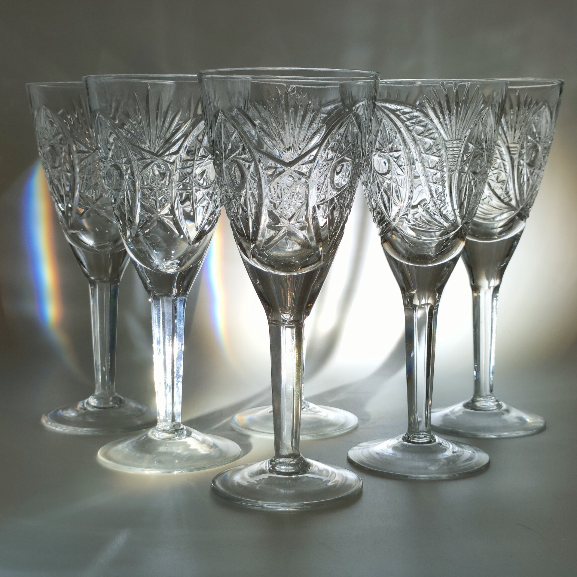 Набор из 6-ти бокалов с резным геометрическим декором (в подборе)