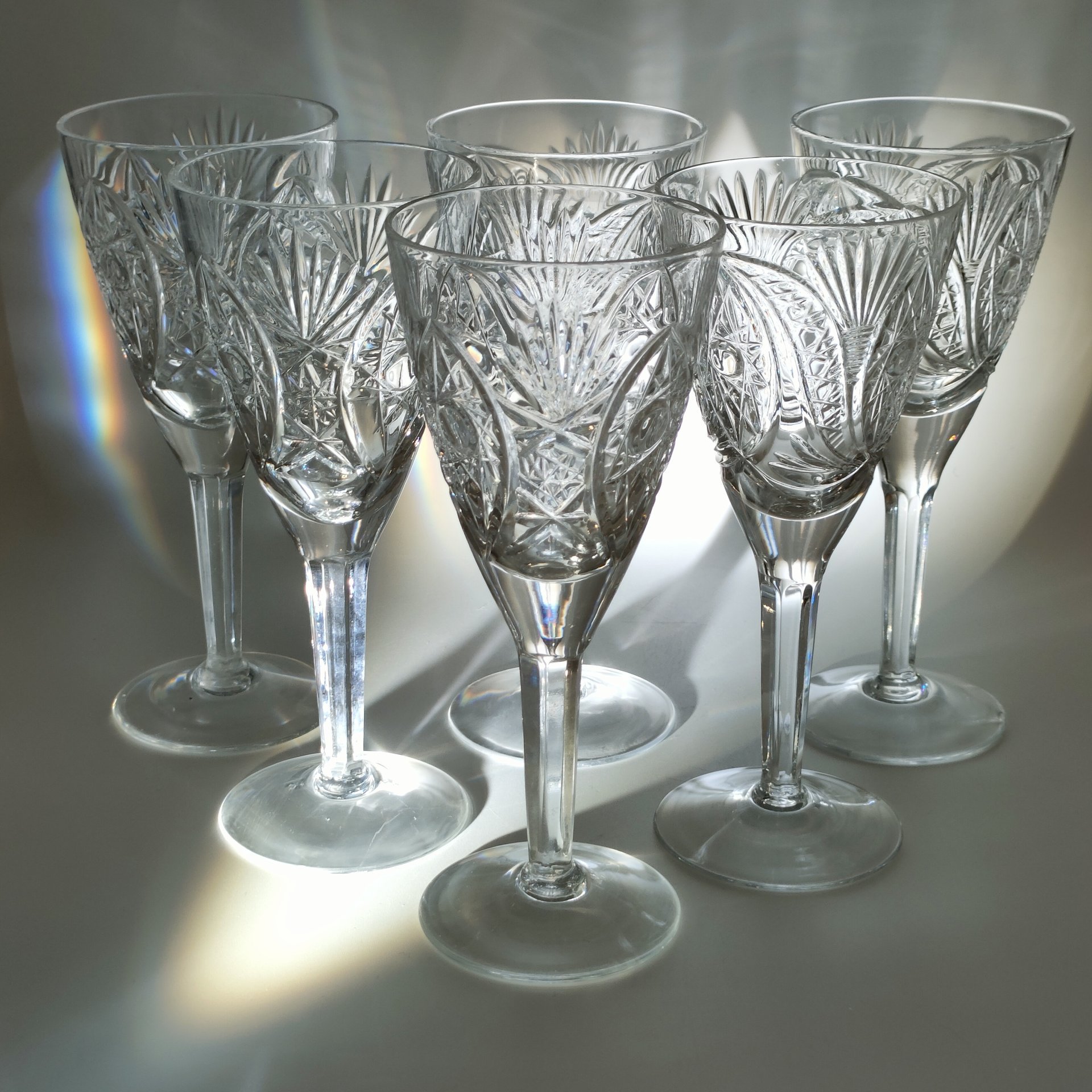 Набор из 6-ти бокалов с резным геометрическим декором (в подборе)