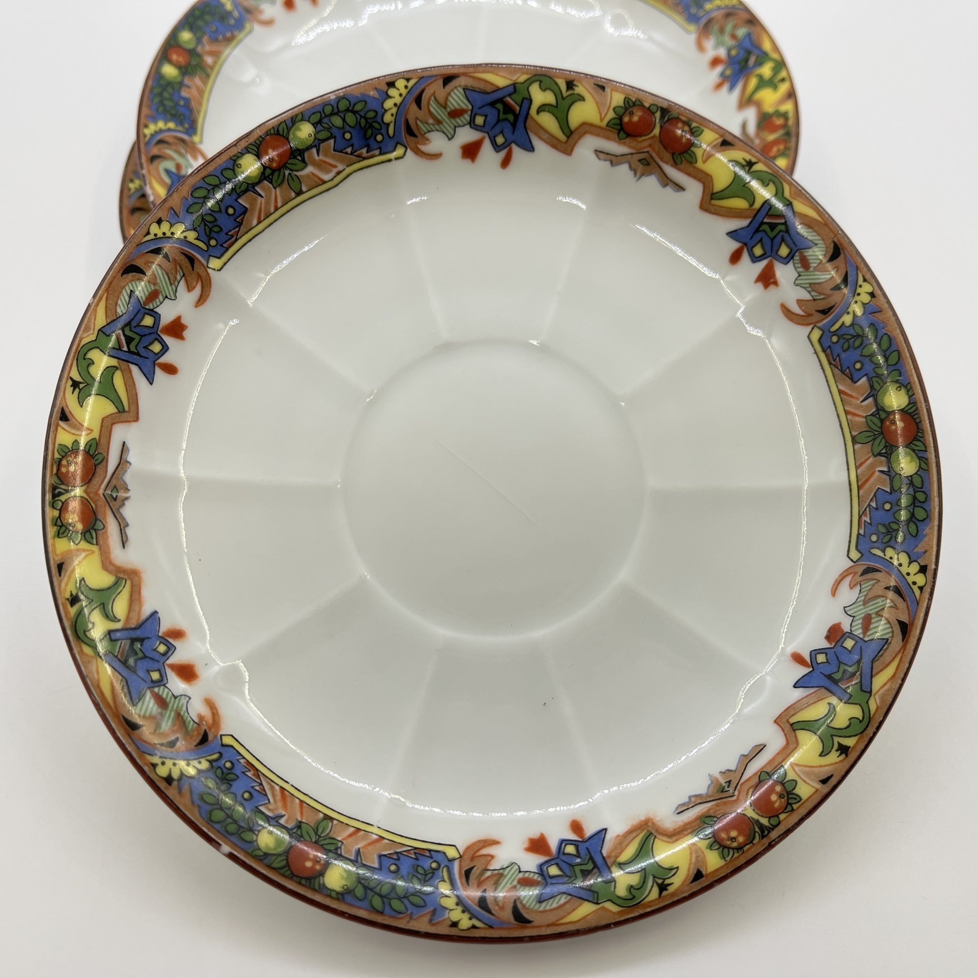 Набор из 3-х чайных пар  с геометрическим растительным декором в стиле Art Deco, Porzellan-Union, фарфор, деколь, Чехословакия, 1921-1927 гг.