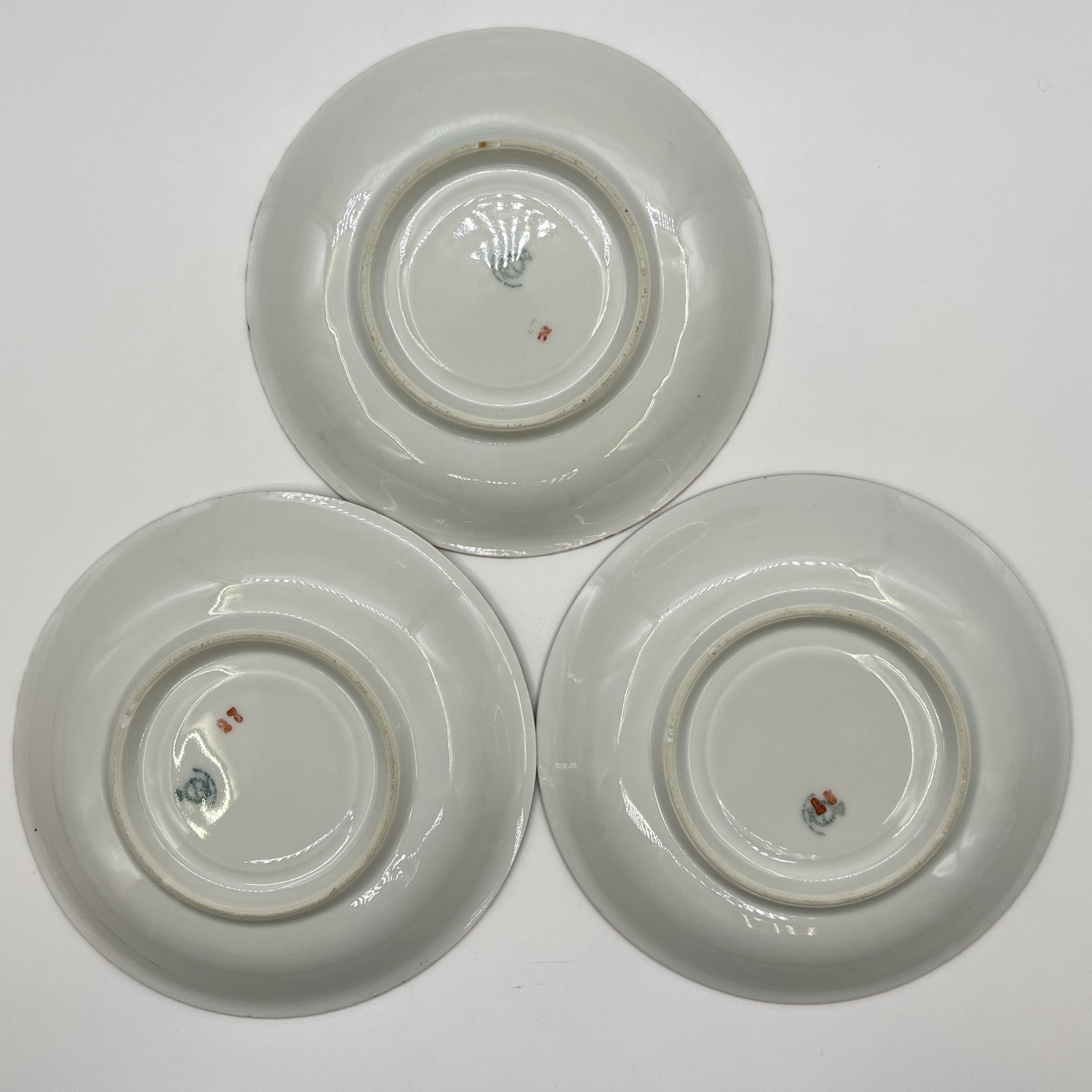 Набор из 3-х чайных пар  с геометрическим растительным декором в стиле Art Deco, Porzellan-Union, фарфор, деколь, Чехословакия, 1921-1927 гг.