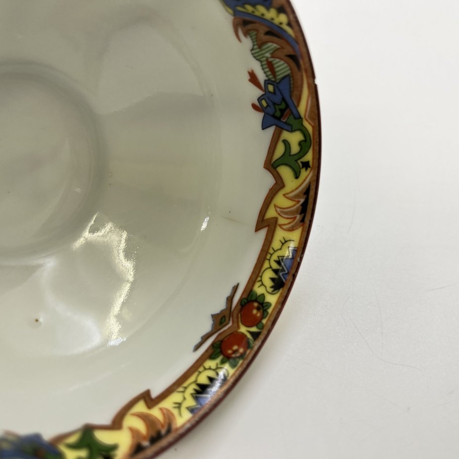 Набор из 3-х чайных пар  с геометрическим растительным декором в стиле Art Deco, Porzellan-Union