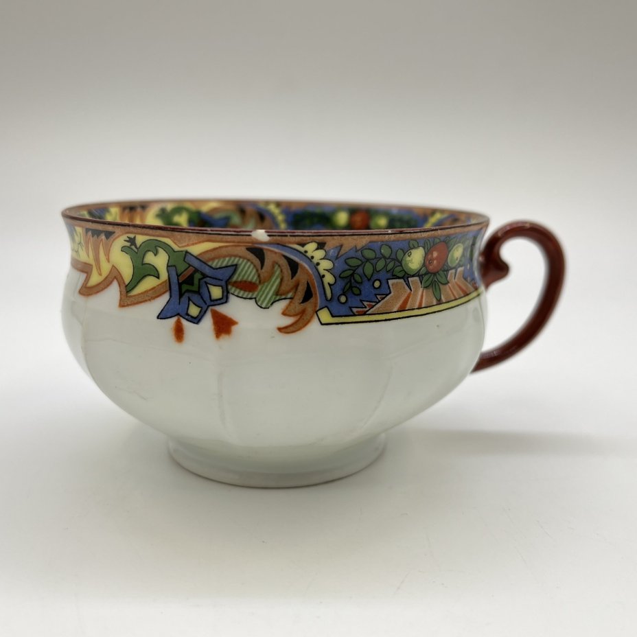 Набор из 3-х чайных пар  с геометрическим растительным декором в стиле Art Deco, Porzellan-Union