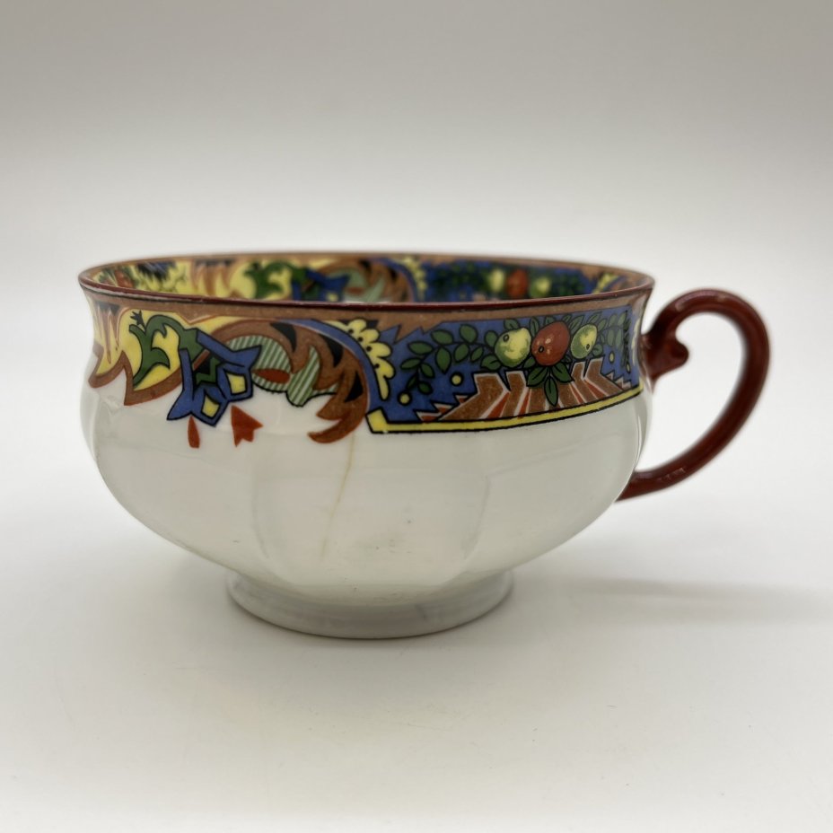 Набор из 3-х чайных пар  с геометрическим растительным декором в стиле Art Deco, Porzellan-Union