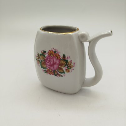 Бюветница (поильник) с растительным декором, фарфор, деколь, золочение, Городницкий фарфоровый завод, СССР, 1970-1991 гг.