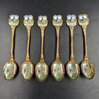 Набор из шести сувенирных ложек "Ленинград", металл, эмаль, СССР, 1970-1990 гг.