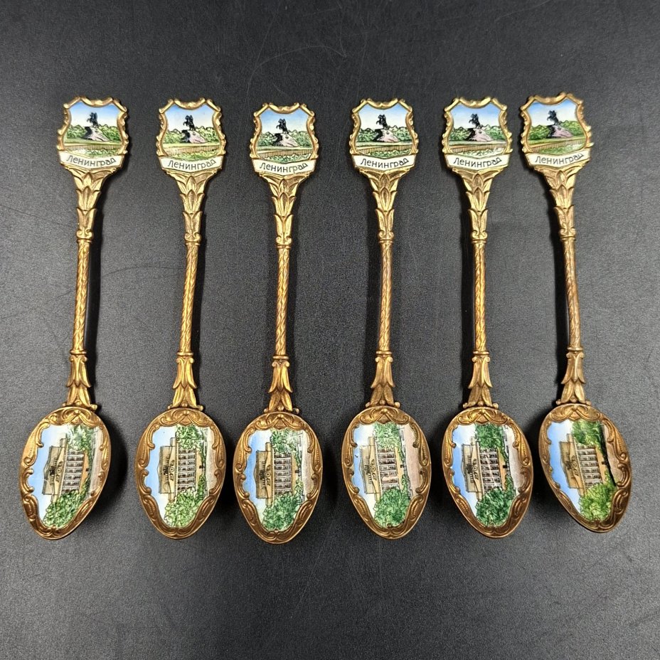 Набор из шести сувенирных ложек "Ленинград", металл, эмаль, СССР, 1970-1990 гг.