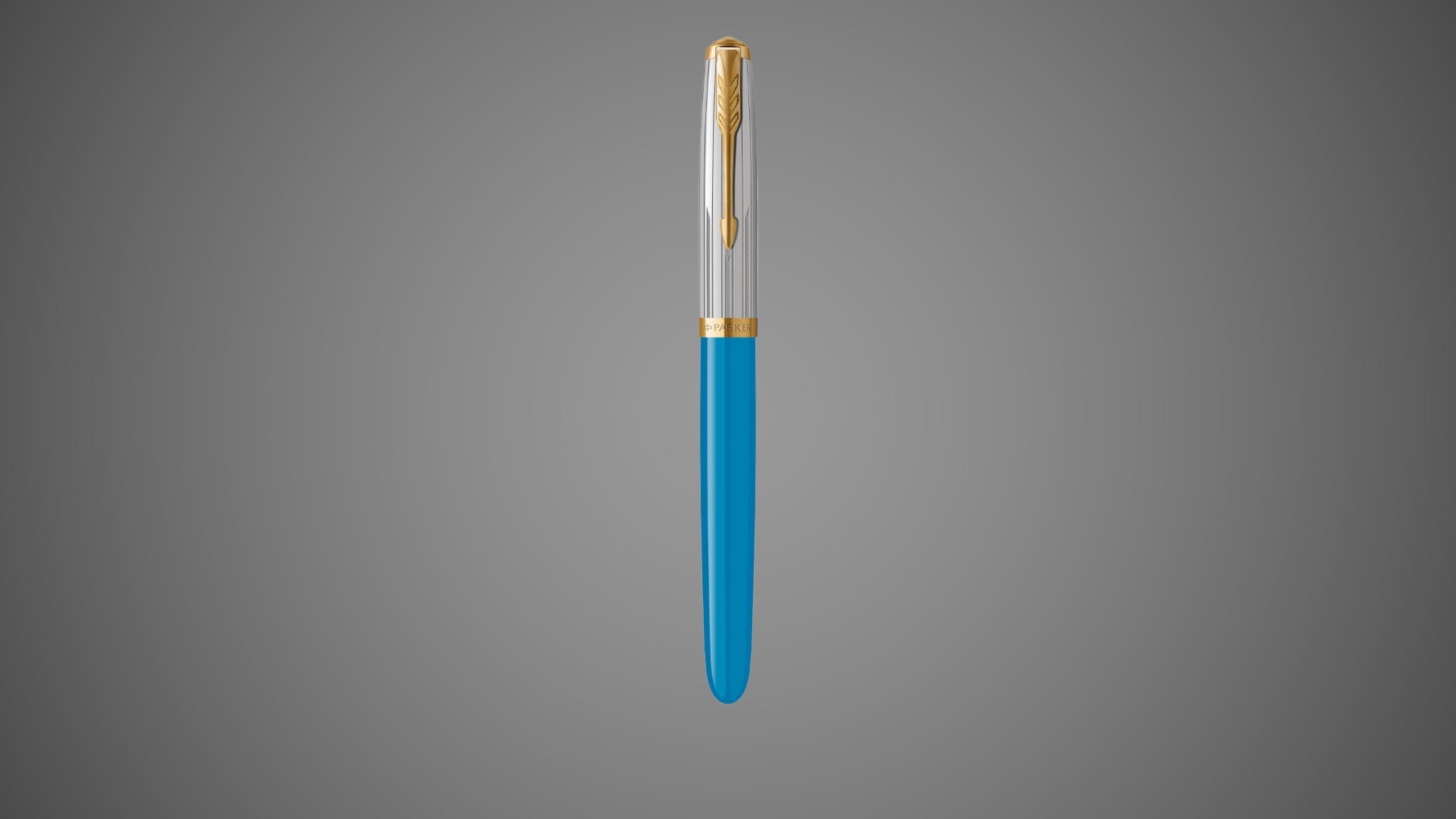 Перьевая ручка Parker 51 Premium Turquoise GT и кожаный чехол на молнии перо; M/F, чернила: Black,Blue, в подарочной упаковке., Металлы: нержавеющая сталь, Позолота 23 Ct, смола