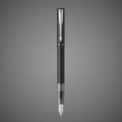 Перьевая ручка Parker Vector XL Black CT цвет чернил blue, перо: F/M, в подарочной упаковке., Лаки и смолы: лак, металл, нержавеющая сталь, пластик, хром