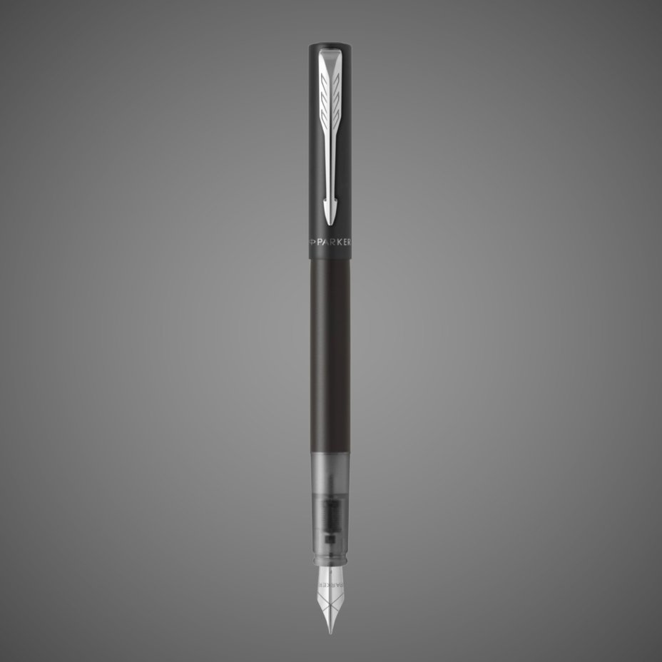 Перьевая ручка Parker Vector XL Black CT цвет чернил blue, перо: F/M, в подарочной упаковке., Лаки и смолы: лак, металл, нержавеющая сталь, пластик, хром