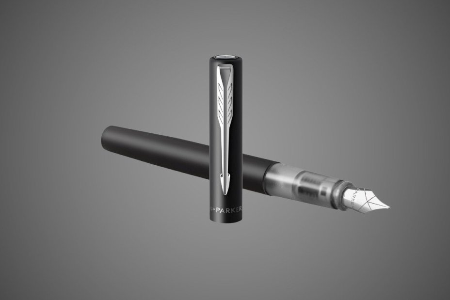Перьевая ручка Parker Vector XL Black CT цвет чернил blue, перо: F/M, в подарочной упаковке., Лаки и смолы: лак, металл, нержавеющая сталь, пластик, хром