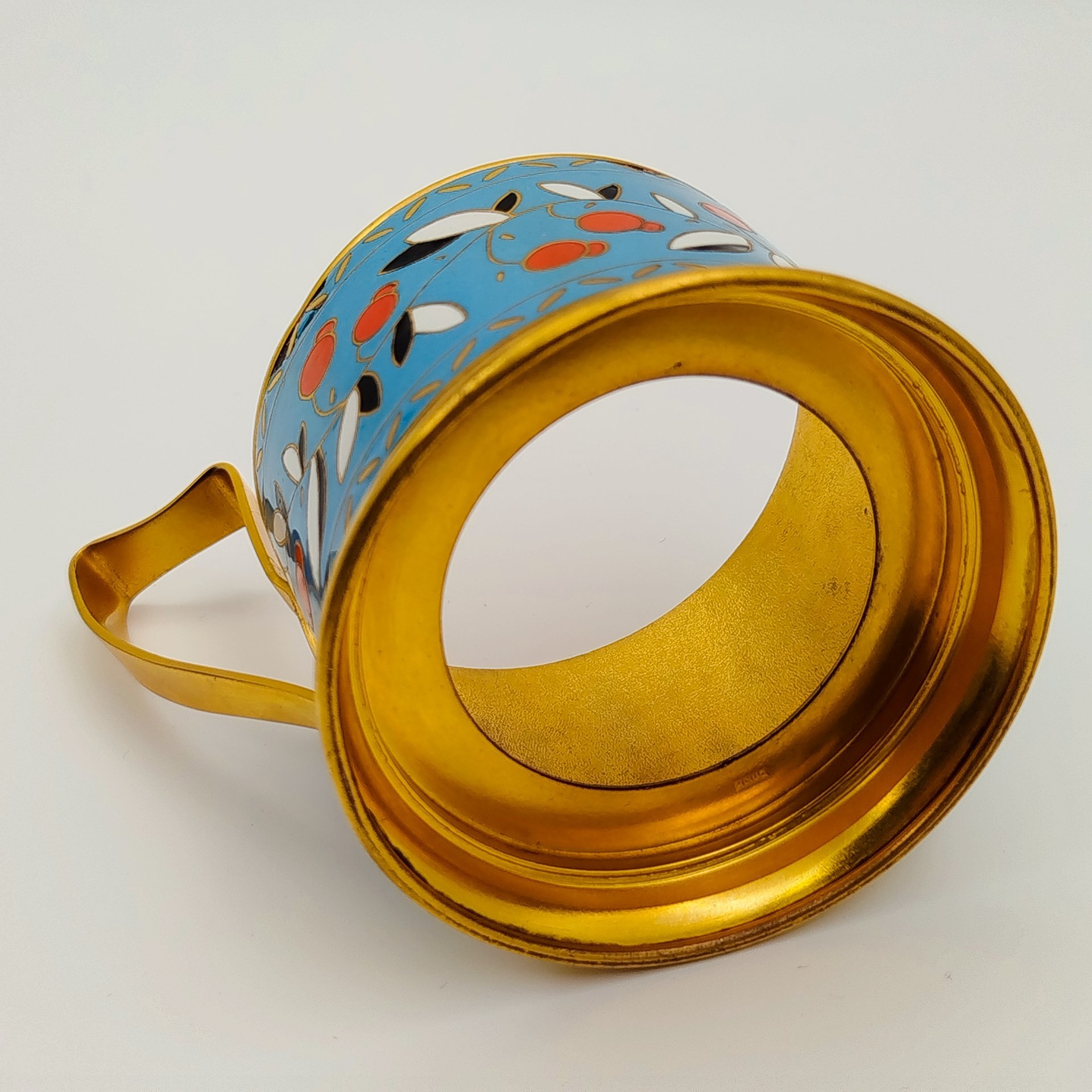 Подстаканник "Клюква", латунь, эмаль, золочение, Ленинградская ювелирная фабрика, СССР, 1970-1980 гг.