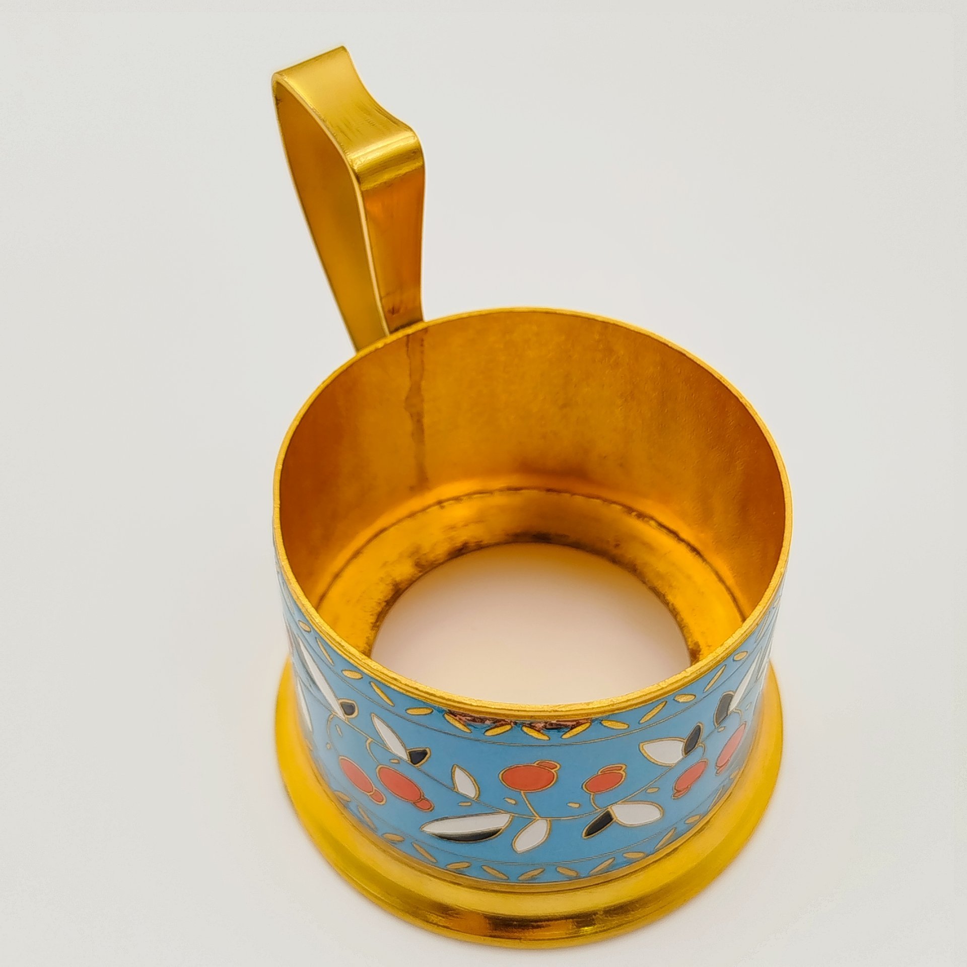 Подстаканник "Клюква", латунь, эмаль, золочение, Ленинградская ювелирная фабрика, СССР, 1970-1980 гг., Ленинградская ювелирная фабрика