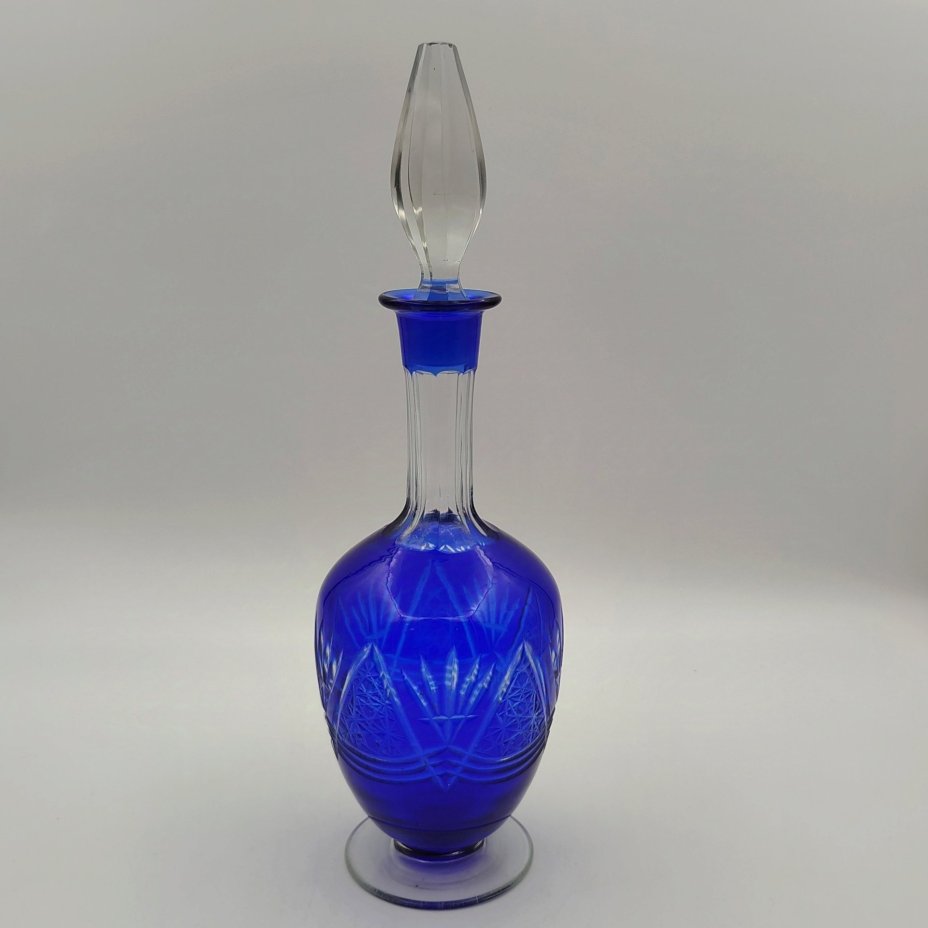 Штоф, стекло, нацвет, алмазная грань, СССР, 1960-1980 гг.