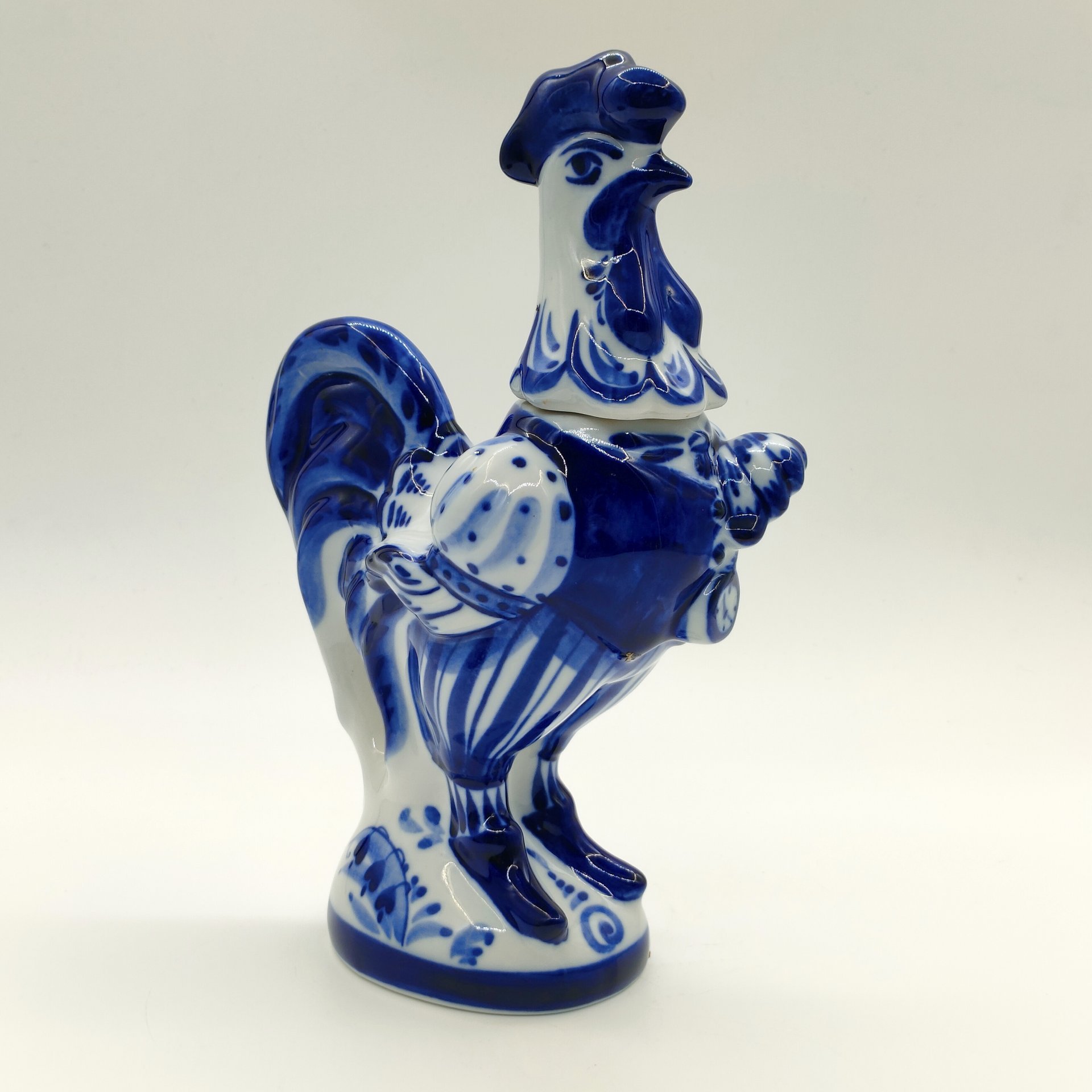 Штоф "Петух", росп. Капитина, Гжель, фарфор, роспись, Россия, 1998-2015 гг.