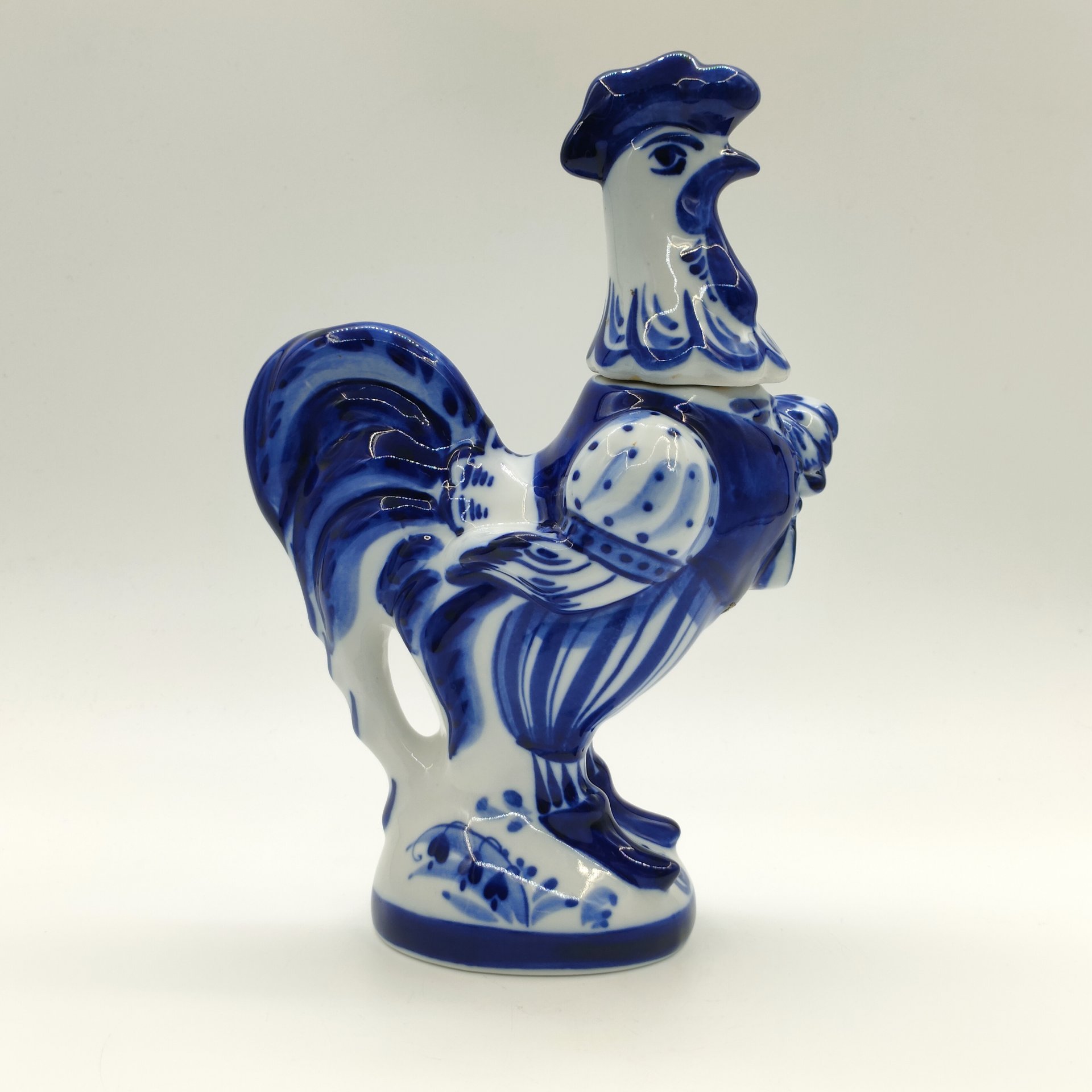 Штоф "Петух", росп. Капитина, Гжель, фарфор, роспись, Россия, 1998-2015 гг.