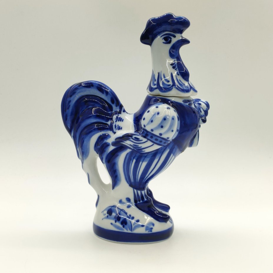 Штоф "Петух", росп. Капитина, Гжель, фарфор, роспись, Россия, 1998-2015 гг.