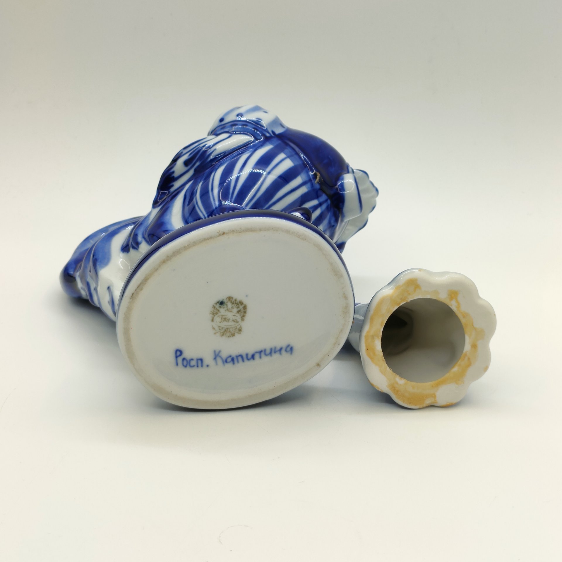 Штоф "Петух", росп. Капитина, Гжель, фарфор, роспись, Россия, 1998-2015 гг.