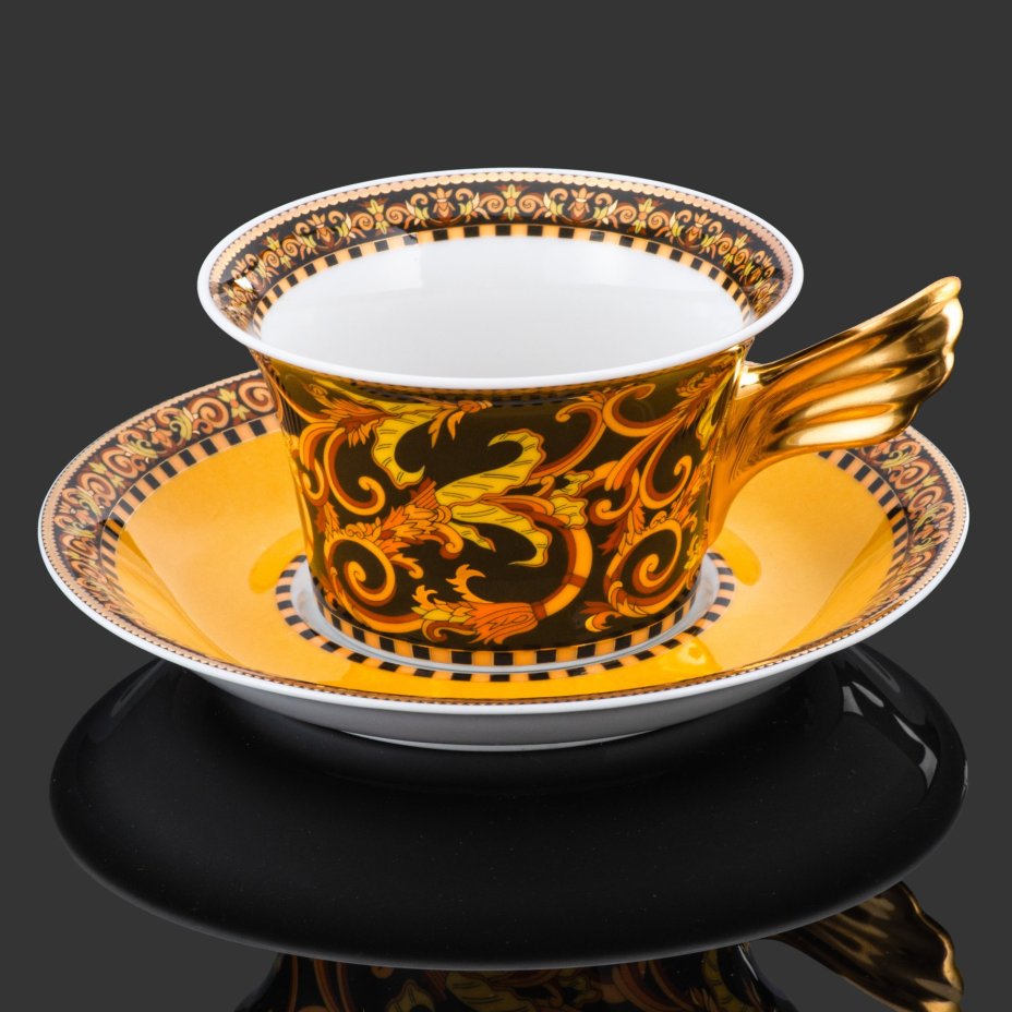 Пара кофейная "Barocco Ikarus", Versace, фарфор, деколь, золочение, Rosenthal (Розенталь)