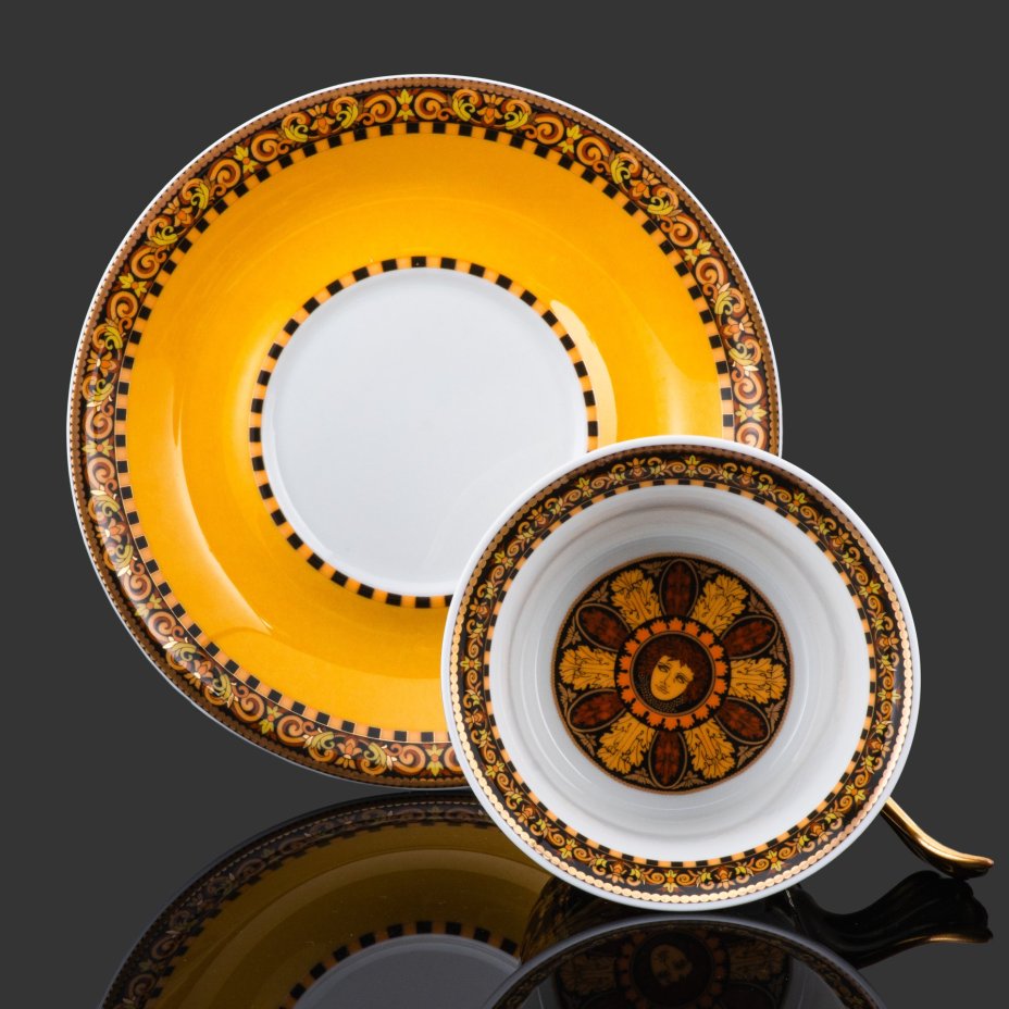 Пара кофейная "Barocco Ikarus", Versace, фарфор, деколь, золочение, Rosenthal (Розенталь)