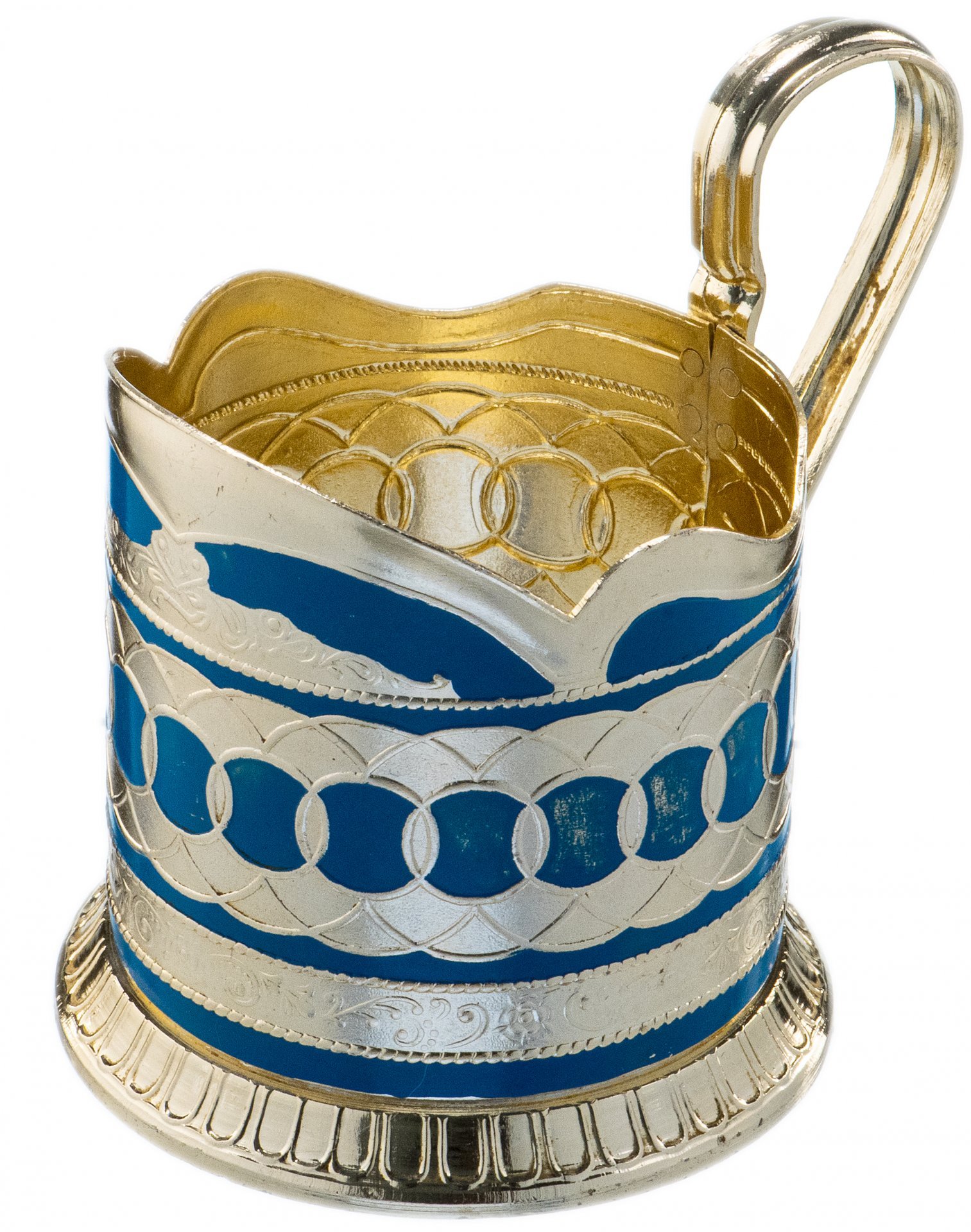 Подстаканник со стаканом, алюминий, эмаль, стекло, Казаковское производственное ювелирное объединение, СССР, 1970-1980 гг.