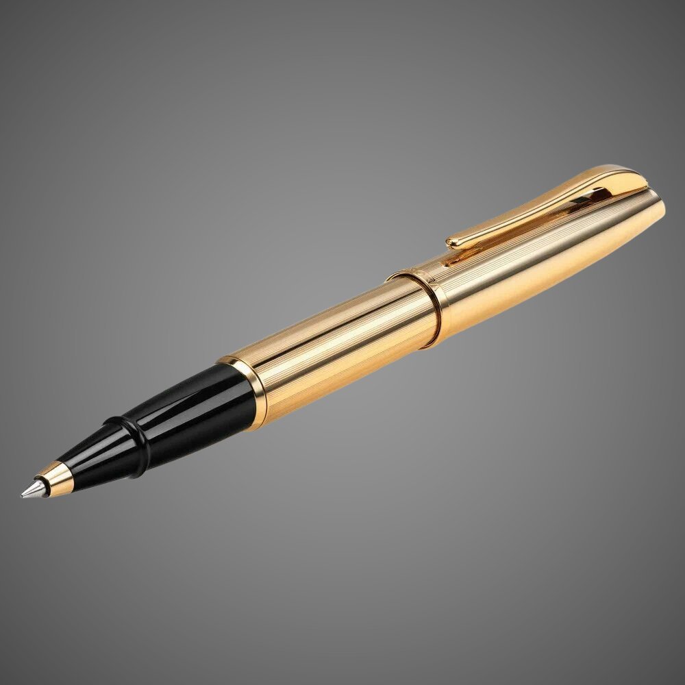 Ручка-роллер Aurora Style Gold Plated Barrel and Cap GT, в подарочной коробке, Металлы: золото, позолота, позолота