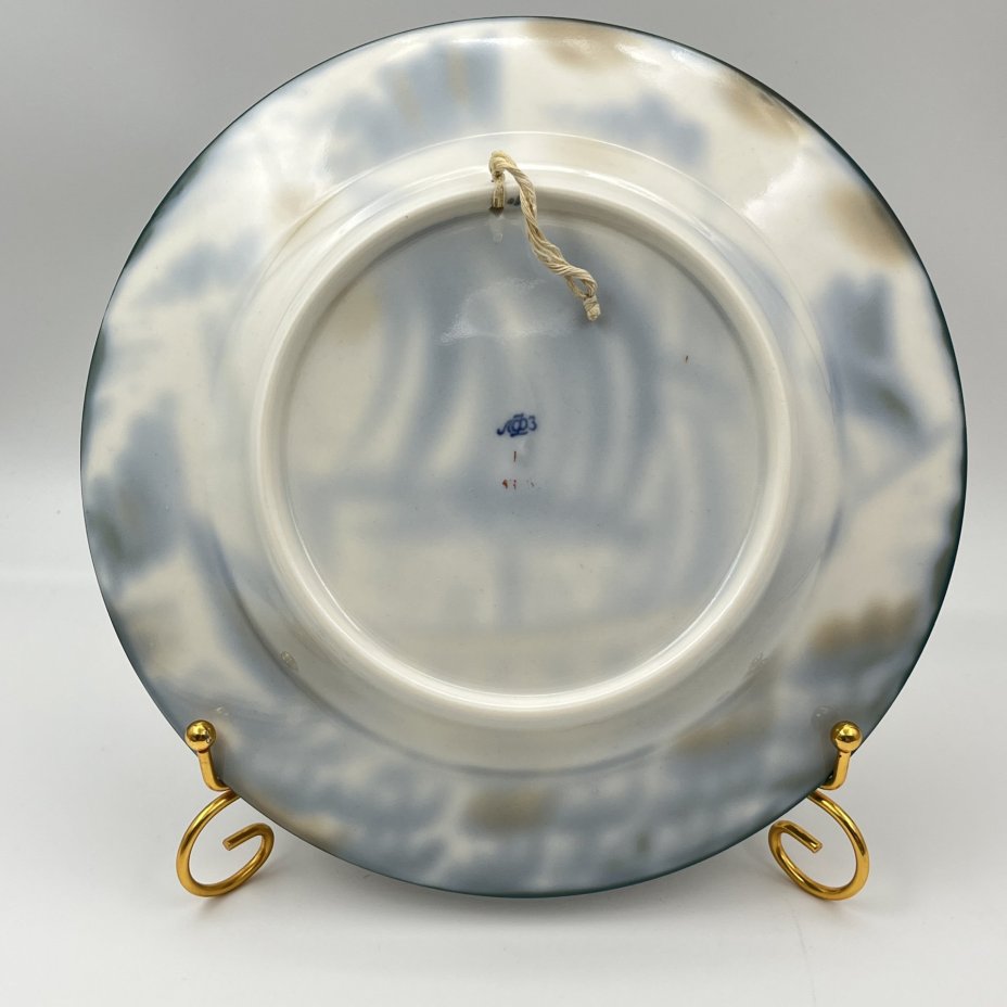 Тарелка декоративная "Корабль", автор В.М. Городецкий, фарфор, роспись, Ленинградский фарфоровый завод (ЛФЗ), СССР, 1960-1970 гг.