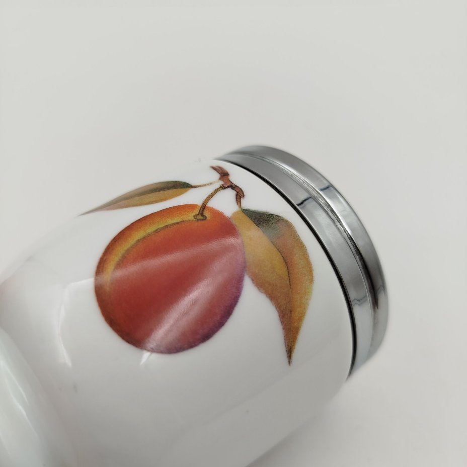 Кодлер большой  с растительным декором, фарфор, деколь, металл, Royal Worcester, Royal Worcester