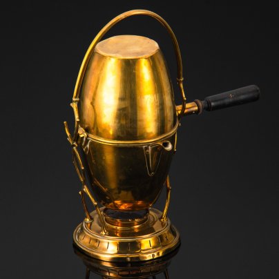 Кофеварка с горелкой в форме яйца, латунь, золочение, ручка -  дерево, Франция, 1900-1930 гг.
