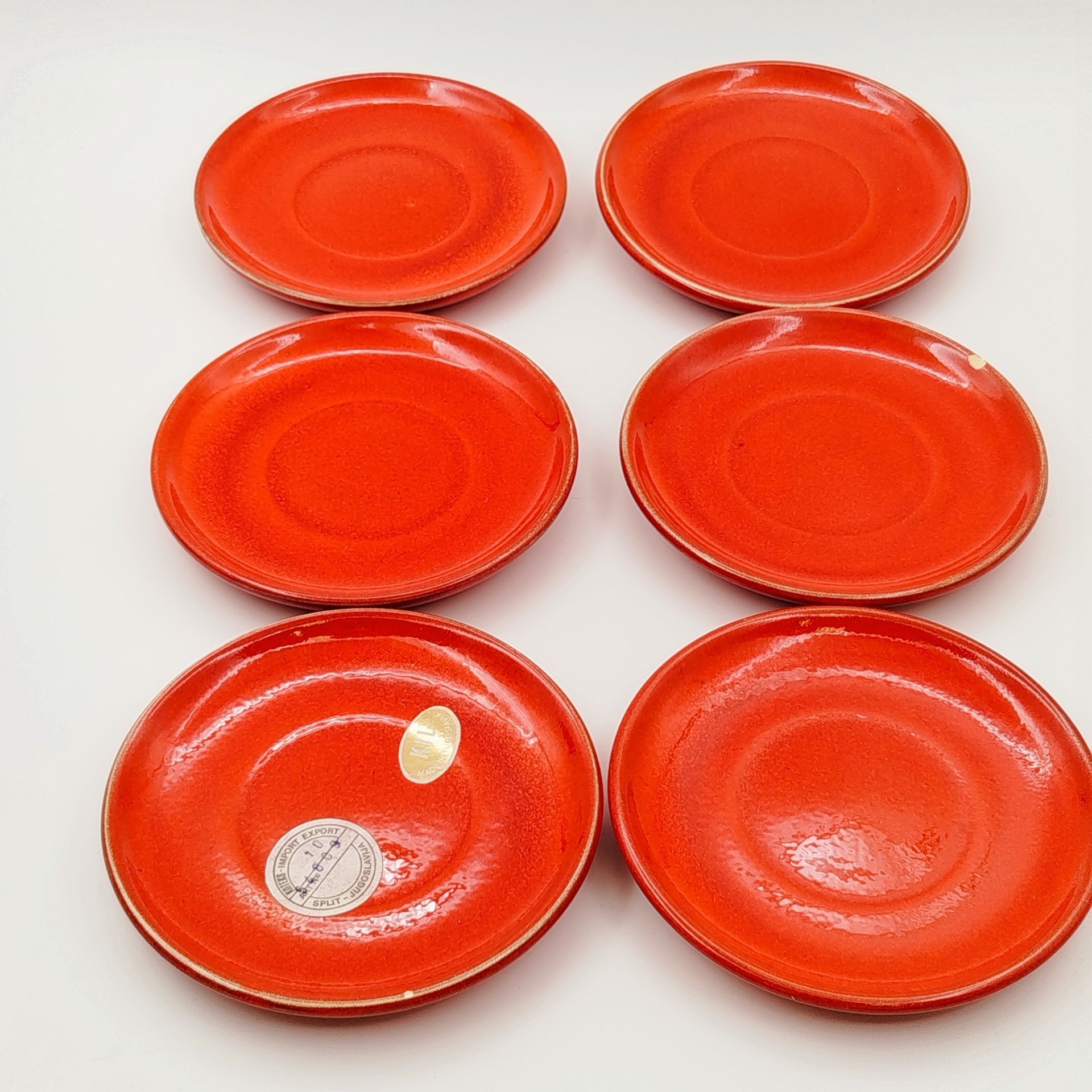 Набор из 6-ти кофейных пар с декором в виде сердец, керамика, деколь, KIL, Югославия, 1980-1990 гг.