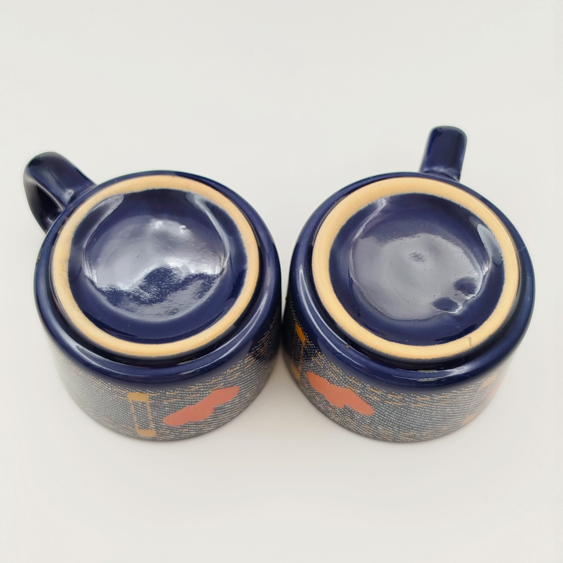 Набор из 6-ти кофейных пар с декором в виде сердец, керамика, деколь, KIL, Югославия, 1980-1990 гг.