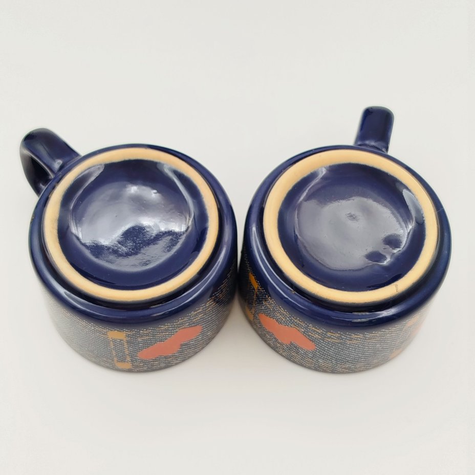 Набор из 6-ти кофейных пар с декором в виде сердец, керамика, деколь, KIL, Югославия, 1980-1990 гг.