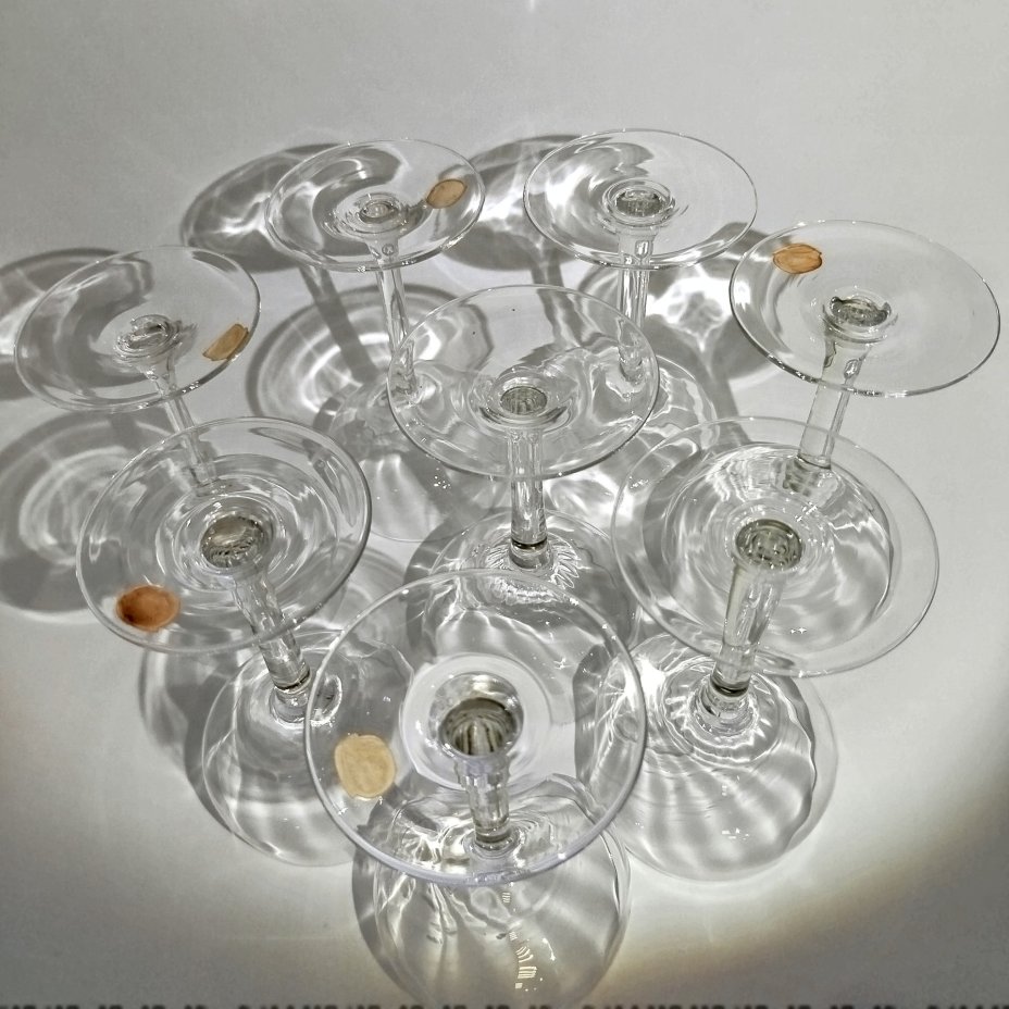 Набор из восьми бесцветных бокалов для мартини, "Bohemian glass"