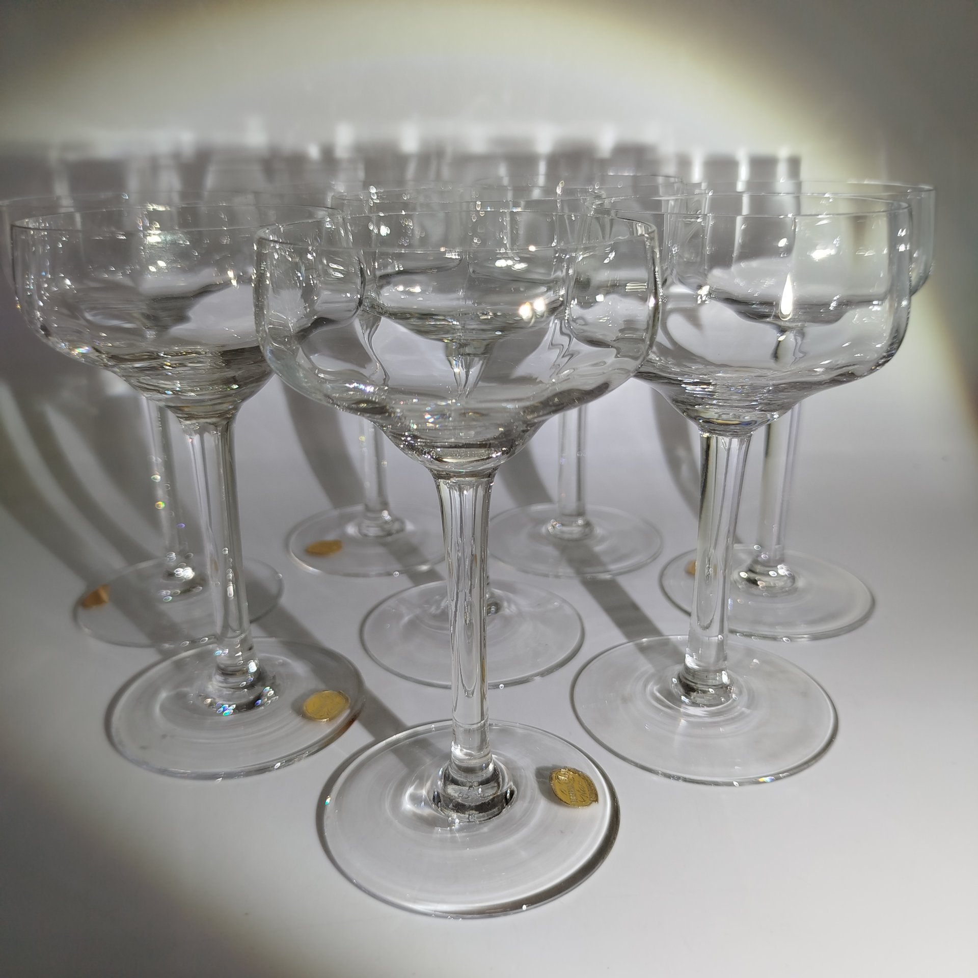 Набор из восьми бесцветных бокалов для мартини, "Bohemian glass"