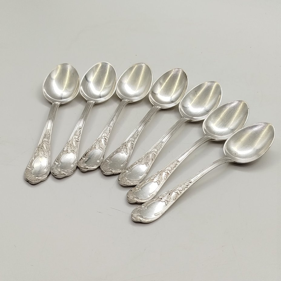 Набор чайных ложек "Дубок" на 6 персон, мНЦ (медь-никель-цинк), Киевский завод столовых приборов и посуды им. Дзержинского (ЗiД, ЗиД), СССР, 1960-1990 гг.