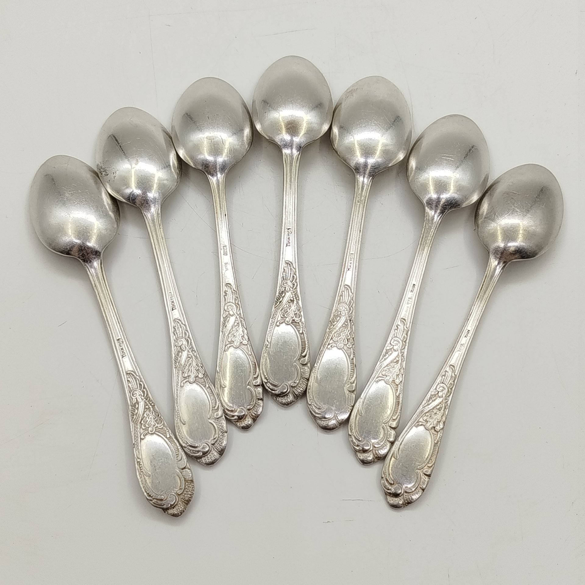 Набор чайных ложек "Дубок" на 6 персон, мНЦ (медь-никель-цинк), Киевский завод столовых приборов и посуды им. Дзержинского (ЗiД, ЗиД), СССР, 1960-1990 гг.