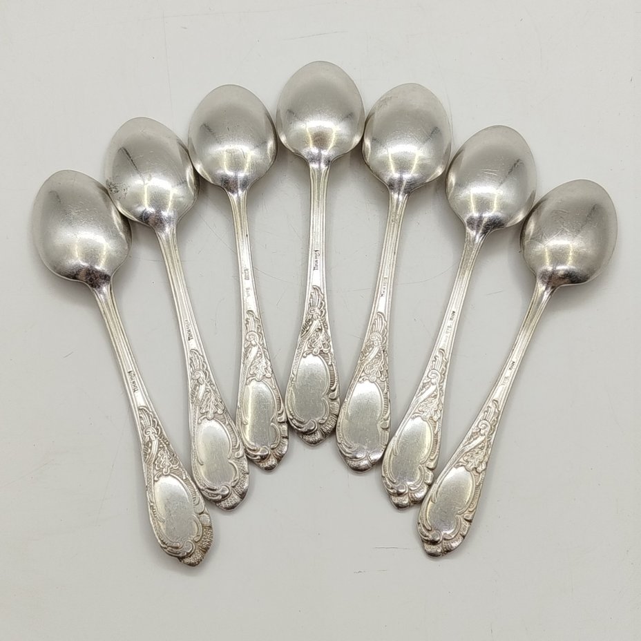 Набор чайных ложек "Дубок" на 6 персон, мНЦ (медь-никель-цинк), Киевский завод столовых приборов и посуды им. Дзержинского (ЗiД, ЗиД), СССР, 1960-1990 гг.