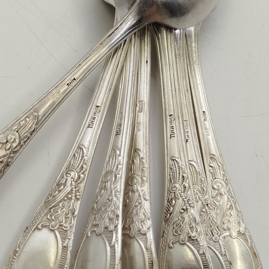 Набор чайных ложек "Дубок" на 6 персон, мНЦ (медь-никель-цинк), Киевский завод столовых приборов и посуды им. Дзержинского (ЗiД, ЗиД), СССР, 1960-1990 гг.