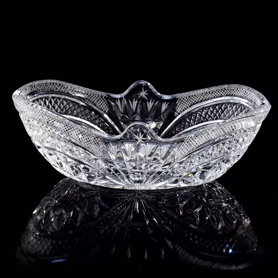 Ваза для конфет с рельефным декором, стекло, СССР, 1970-1990 гг.