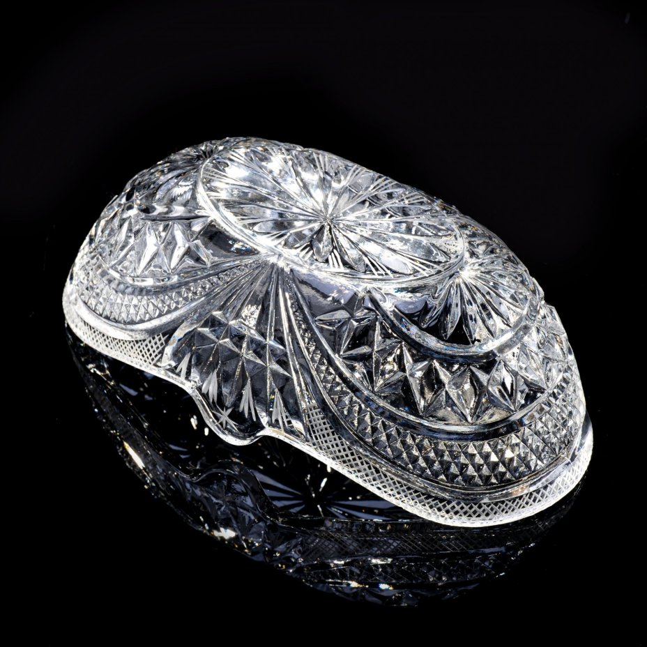 Ваза для конфет с рельефным декором, стекло, СССР, 1970-1990 гг.