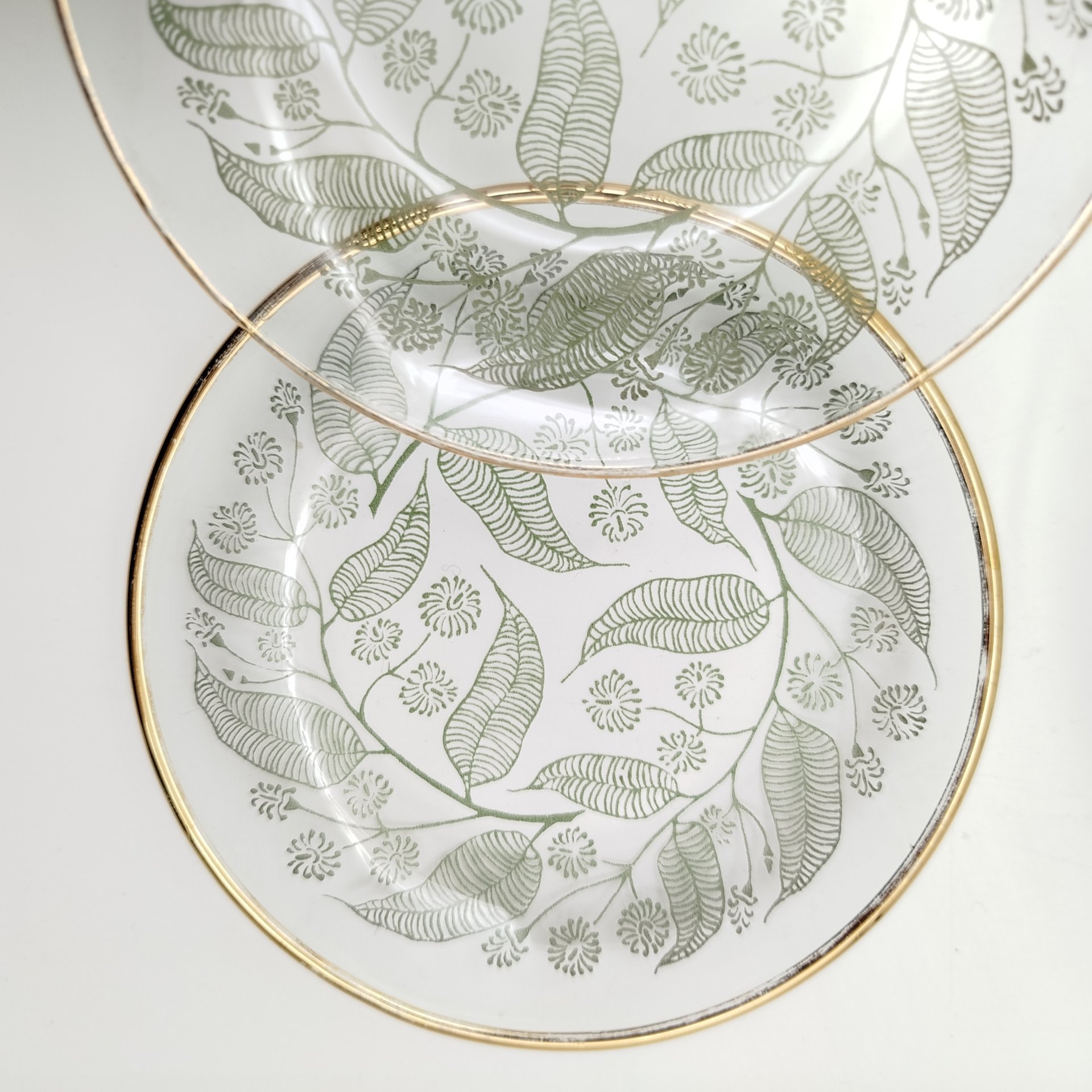 Набор для подачи десерта (вазочка с ручкой и 6 розеток) с растительным декором