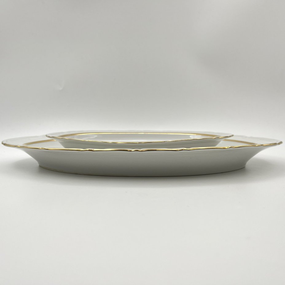 Набор из 2-х блюд, украшенных изображением розы, фарфор, деколь, золочение, Kahla, ГДР, 1968-1987 гг.