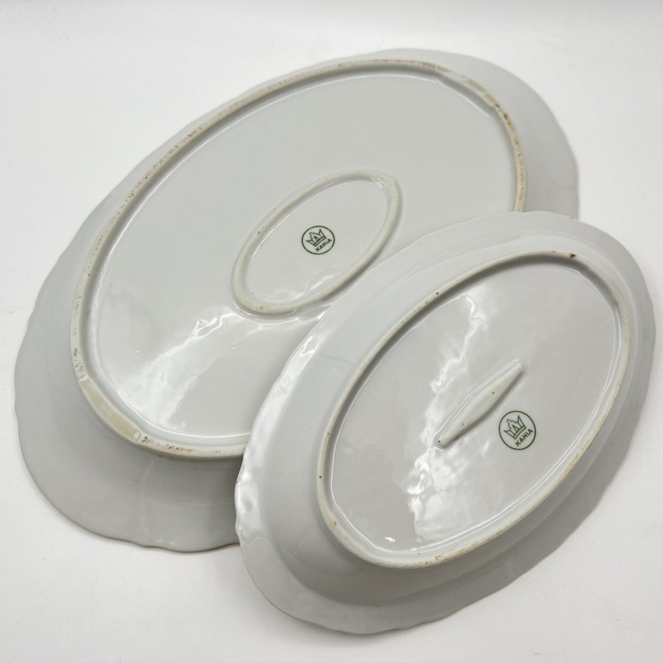 Набор из 2-х блюд, украшенных изображением розы, фарфор, деколь, золочение, Kahla, ГДР, 1968-1987 гг.