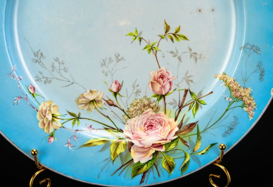 Блюдо "Хлеб соль", фаянс, деколь, крытье, золочение, Фарфоровая фабрика Гарднера, Российская империя, 1870-1890 гг.