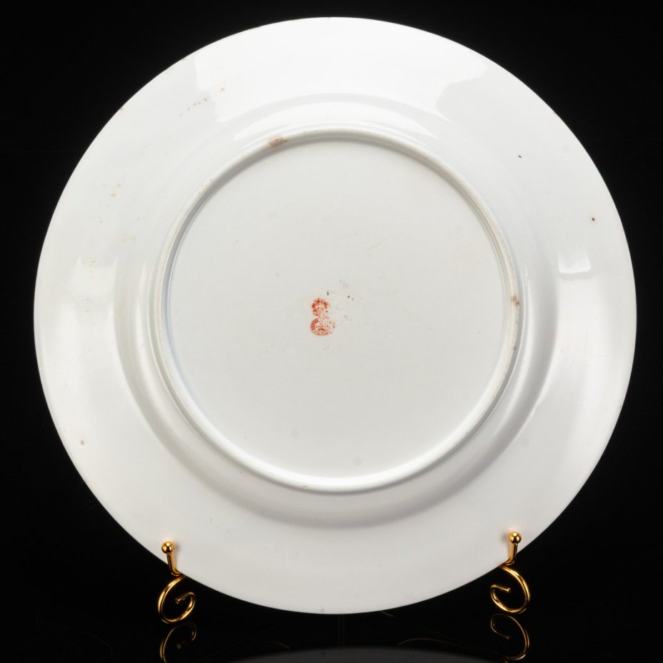 Блюдо "Хлеб соль", фаянс, деколь, крытье, золочение, Фарфоровая фабрика Гарднера, Российская империя, 1870-1890 гг.