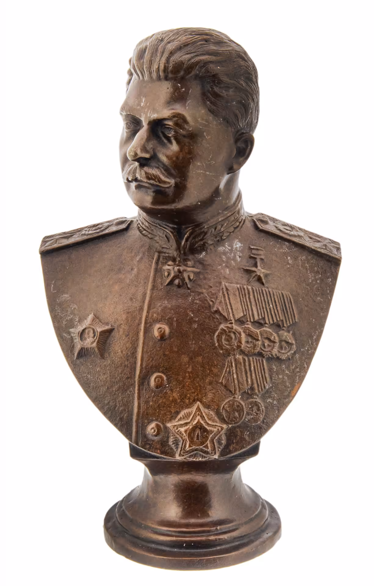 Бюст "Иосиф Сталин" репродукция работы П. Аникина 1946 г., бронза, литье, Россия, 2020-2021 гг. — фото 1